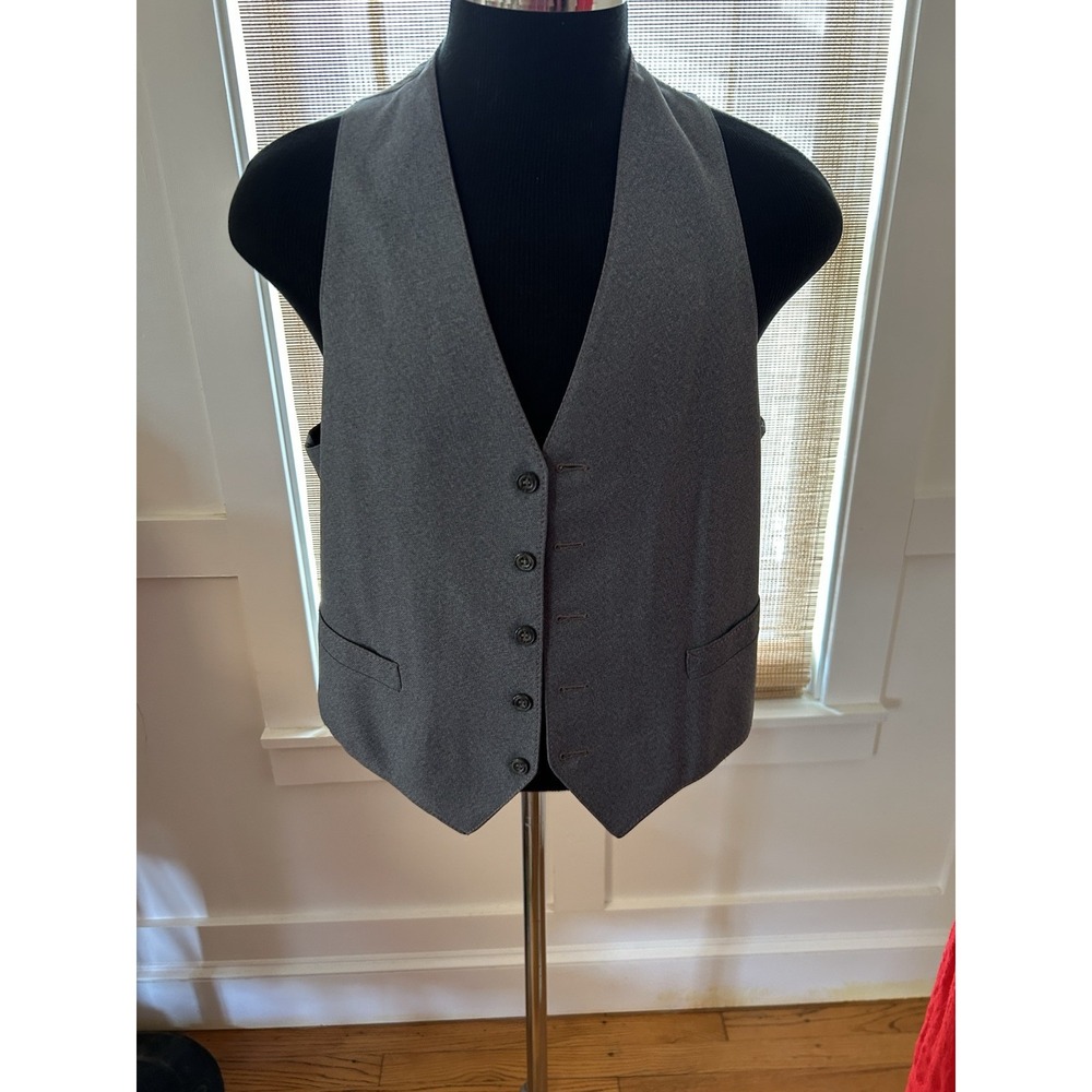 MEN'S VINTAGE VEST MEDIUM Gray 5 Button Waistcoat 38" Chest